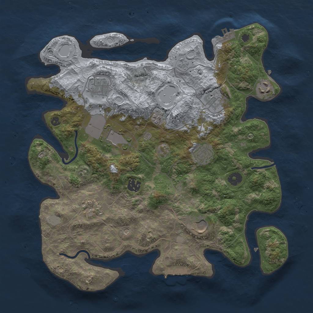 Rust Map: Procedural Map, Size: 3500, Seed: 708926426, 18 Monuments