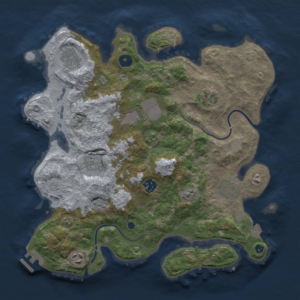 Rust Map: Procedural Map, Size: 3500, Seed: 1122019357, 12 Monuments