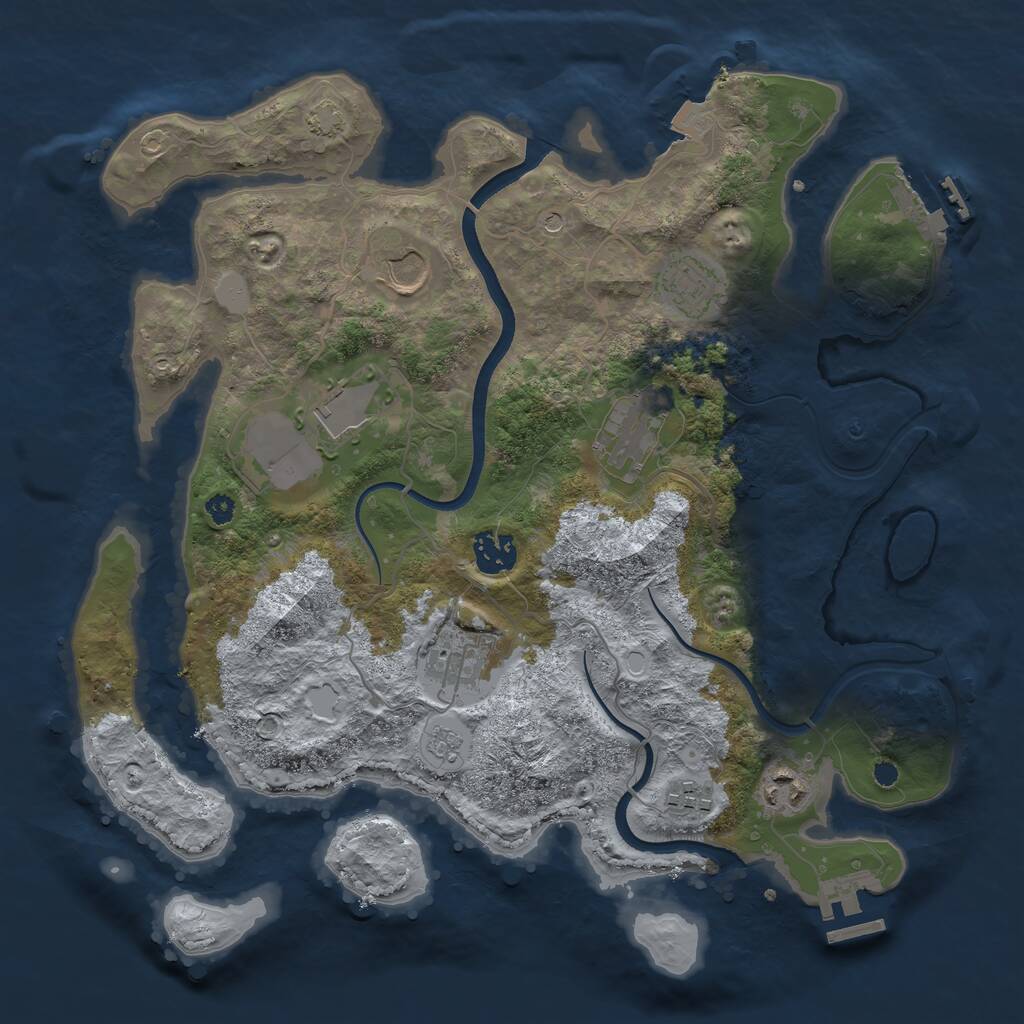 Rust Map: Procedural Map, Size: 3500, Seed: 7458759, 14 Monuments