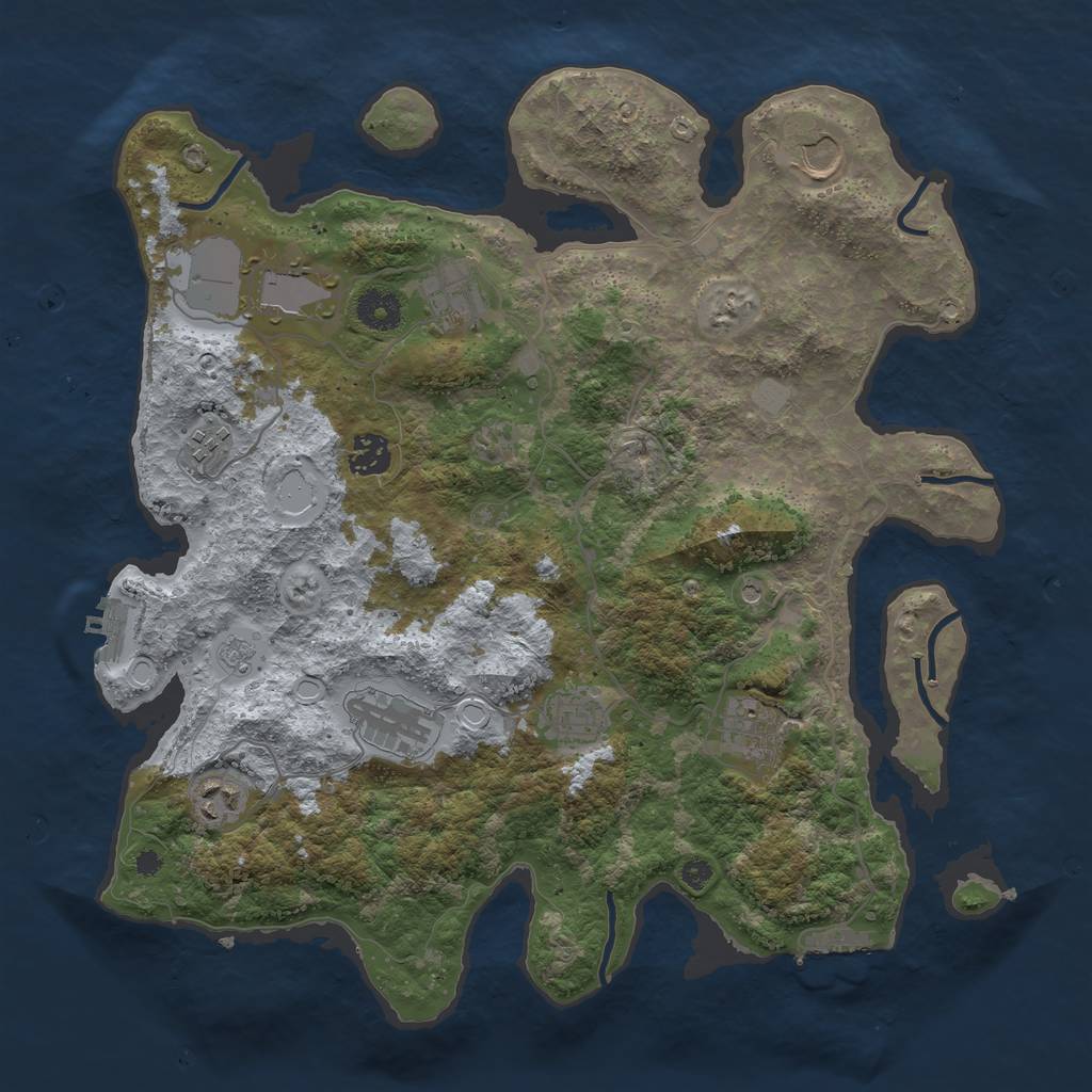Rust Map: Procedural Map, Size: 3750, Seed: 9176505, 18 Monuments