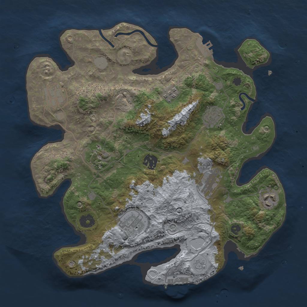 Rust Map: Procedural Map, Size: 3200, Seed: 1644600460, 17 Monuments