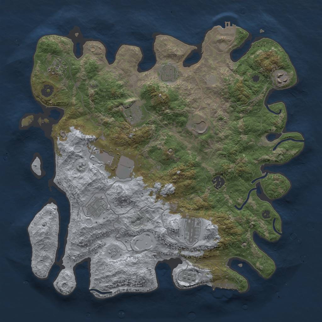 Rust Map: Procedural Map, Size: 3850, Seed: 999765, 18 Monuments