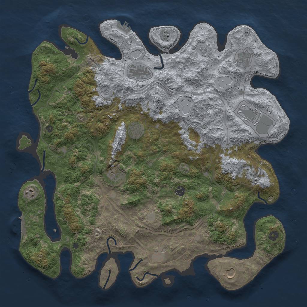 Rust Map: Procedural Map, Size: 4500, Seed: 1839551555, 20 Monuments