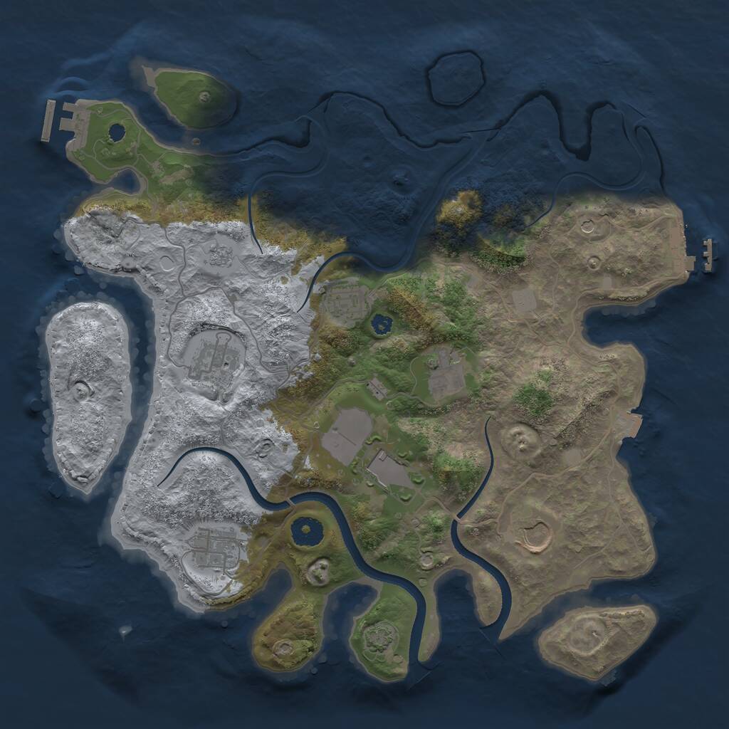 Rust Map: Procedural Map, Size: 3500, Seed: 132264459, 12 Monuments