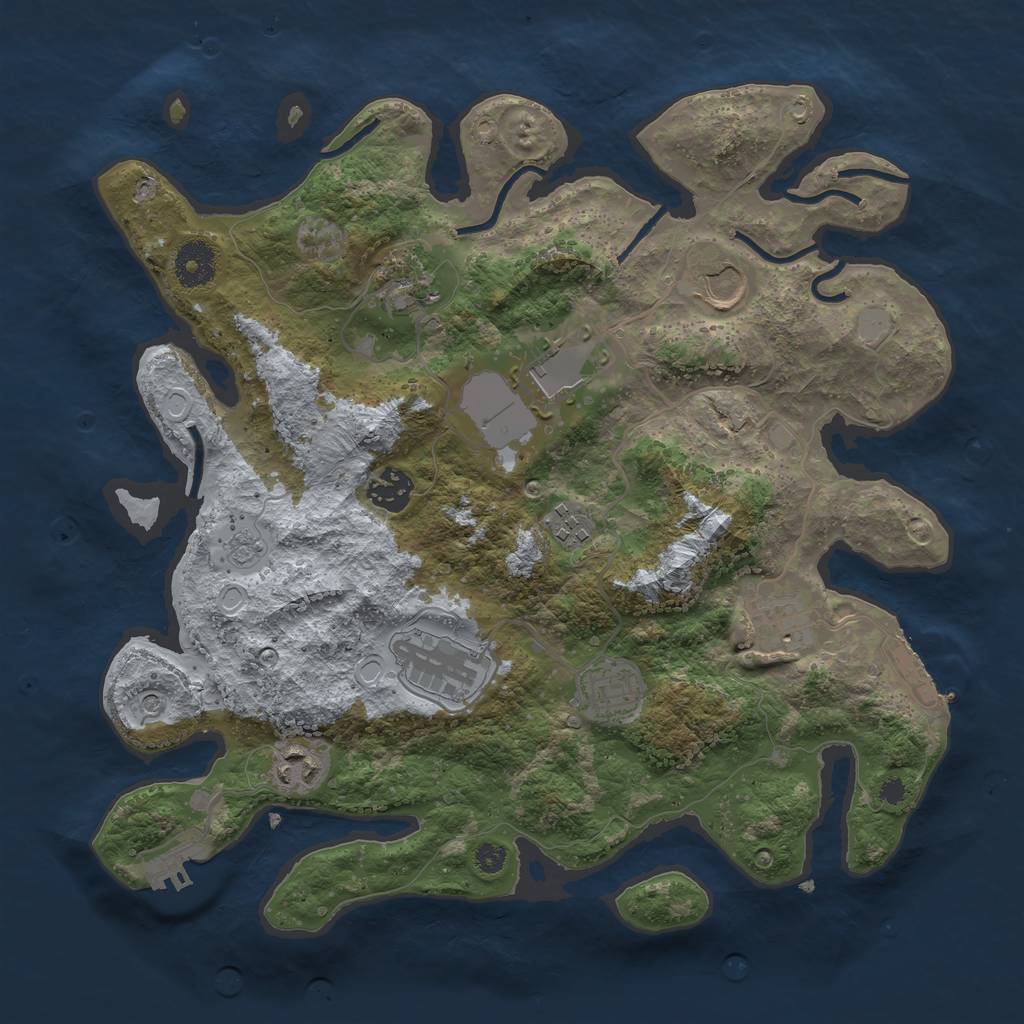 Rust Map: Procedural Map, Size: 3500, Seed: 769549959, 18 Monuments