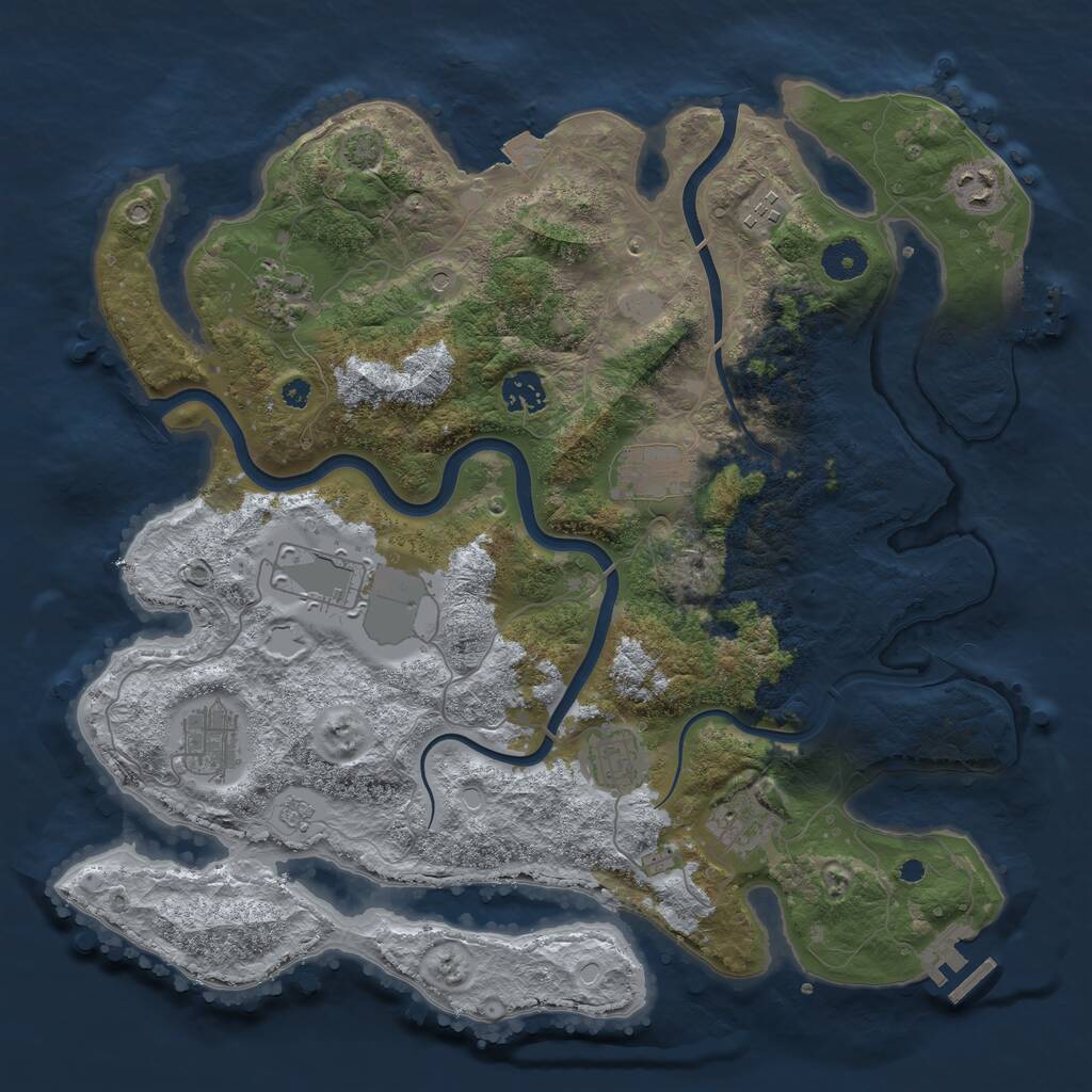 Rust Map: Procedural Map, Size: 3800, Seed: 75419285, 15 Monuments