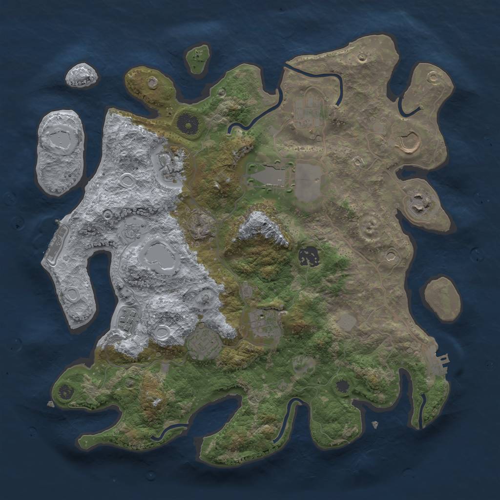 Rust Map: Procedural Map, Size: 3500, Seed: 830263387, 18 Monuments