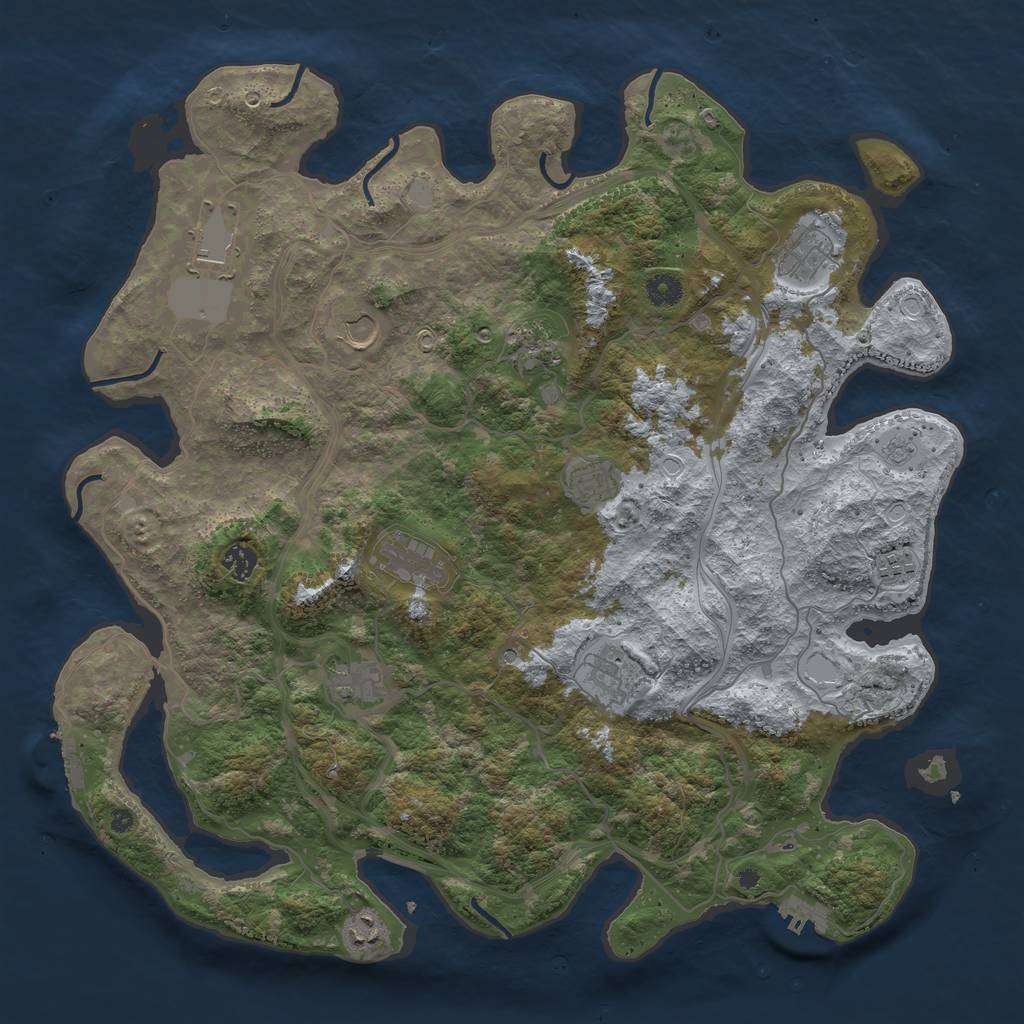 Rust Map: Procedural Map, Size: 4401, Seed: 752600, 20 Monuments