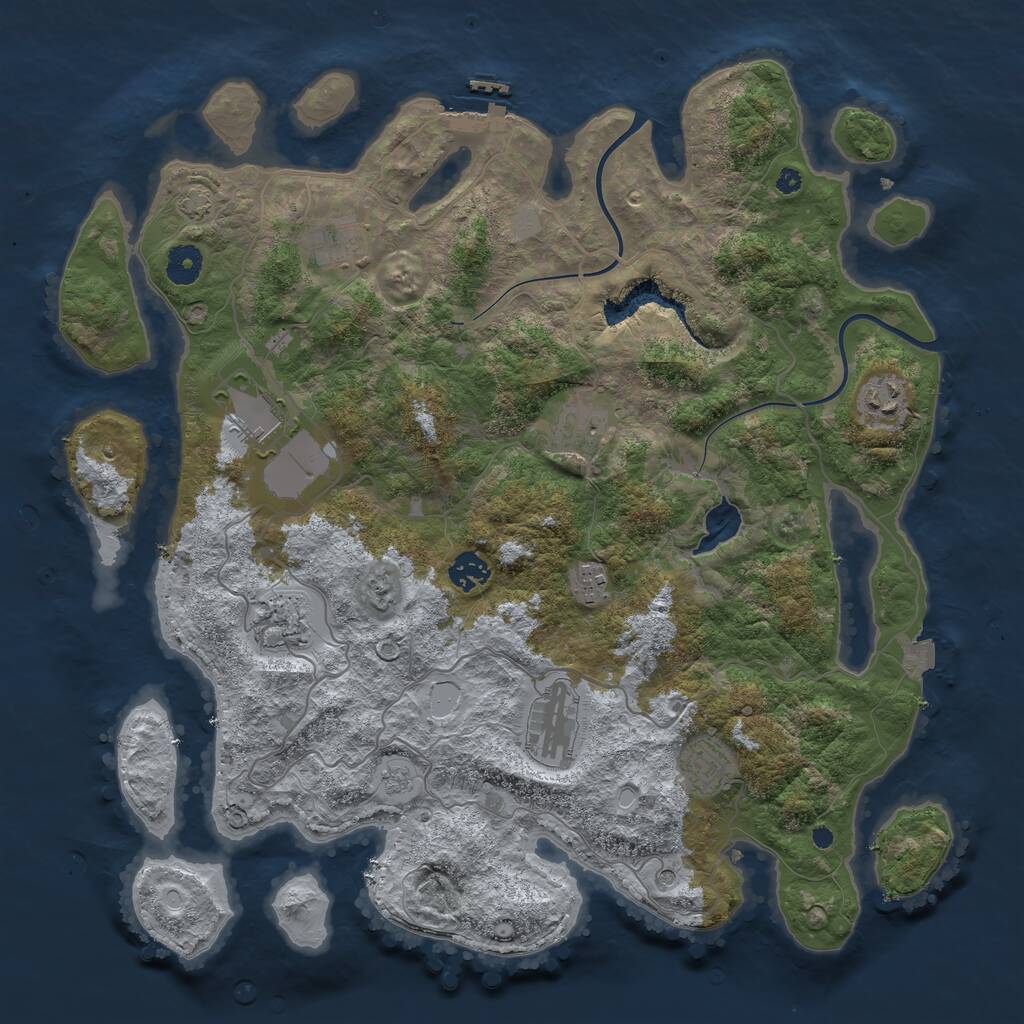Rust Map: Procedural Map, Size: 4000, Seed: 488454255, 14 Monuments