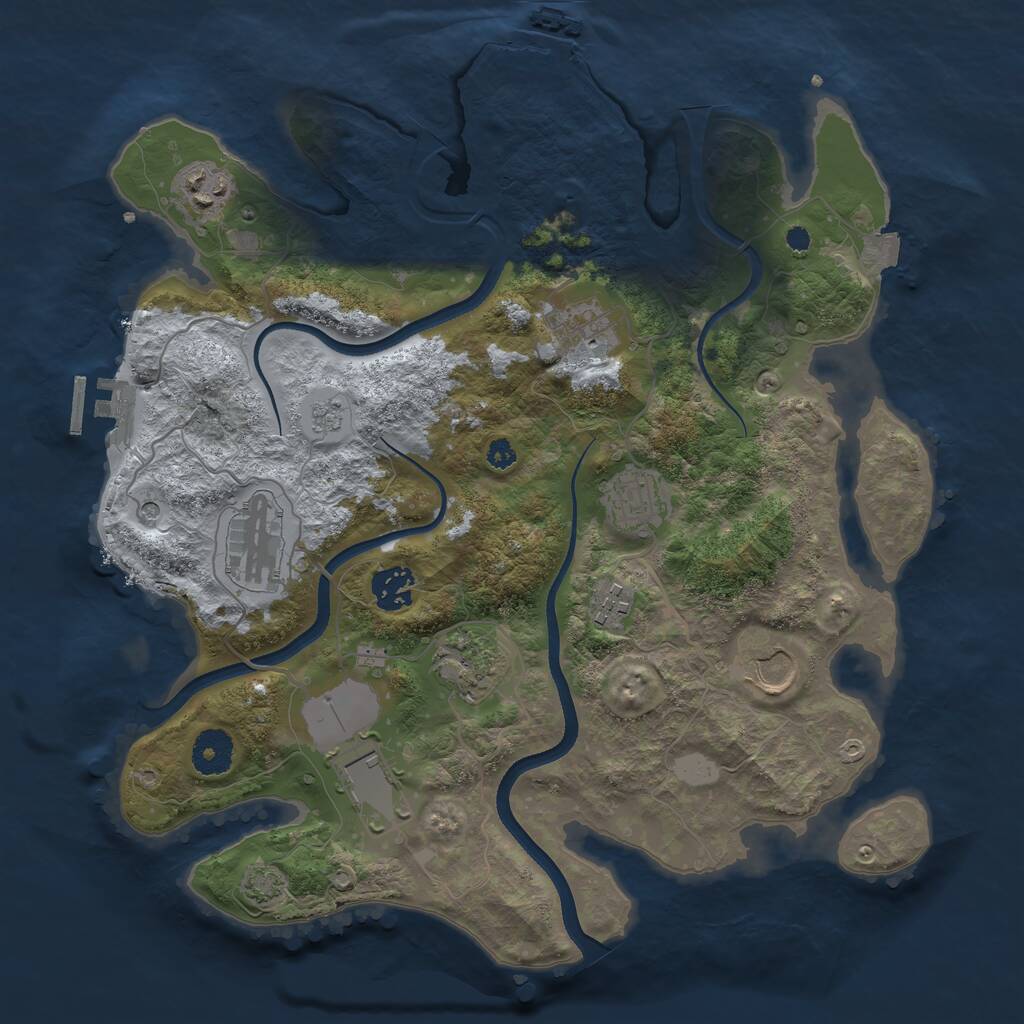 Rust Map: Procedural Map, Size: 3500, Seed: 360370096, 15 Monuments