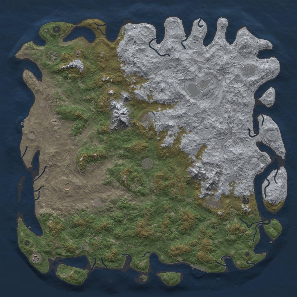 Rust Map: Procedural Map, Size: 6000, Seed: 7221989, 18 Monuments