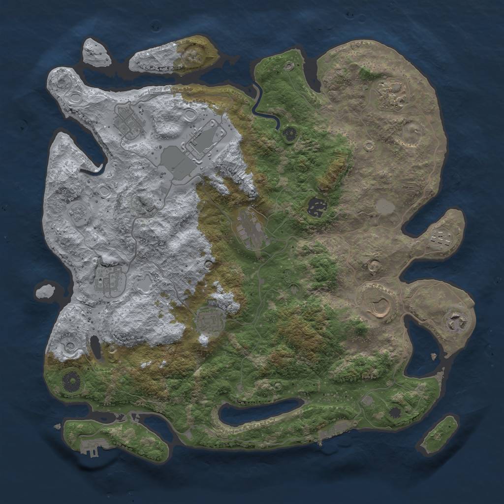 Rust Map: Procedural Map, Size: 3850, Seed: 2036898816, 19 Monuments