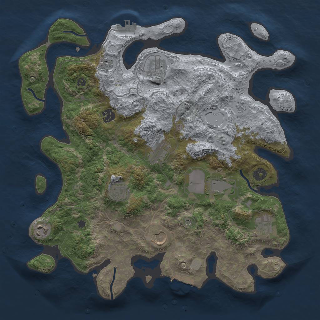 Rust Map: Procedural Map, Size: 3600, Seed: 12312, 18 Monuments