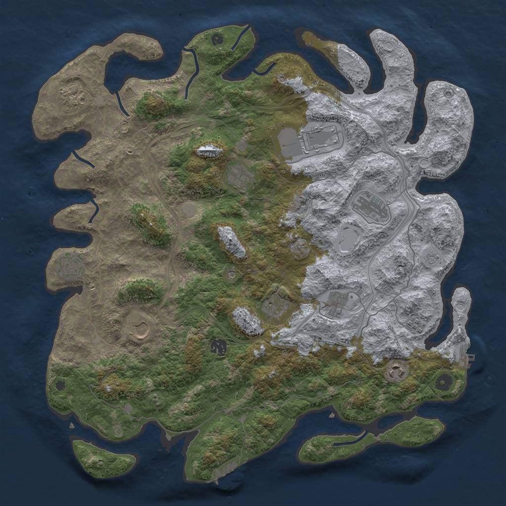 Rust Map: Procedural Map, Size: 4500, Seed: 1911770497, 20 Monuments