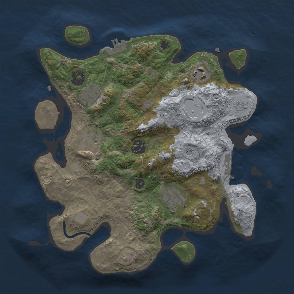 Rust Map: Procedural Map, Size: 3000, Seed: 995760361, 14 Monuments