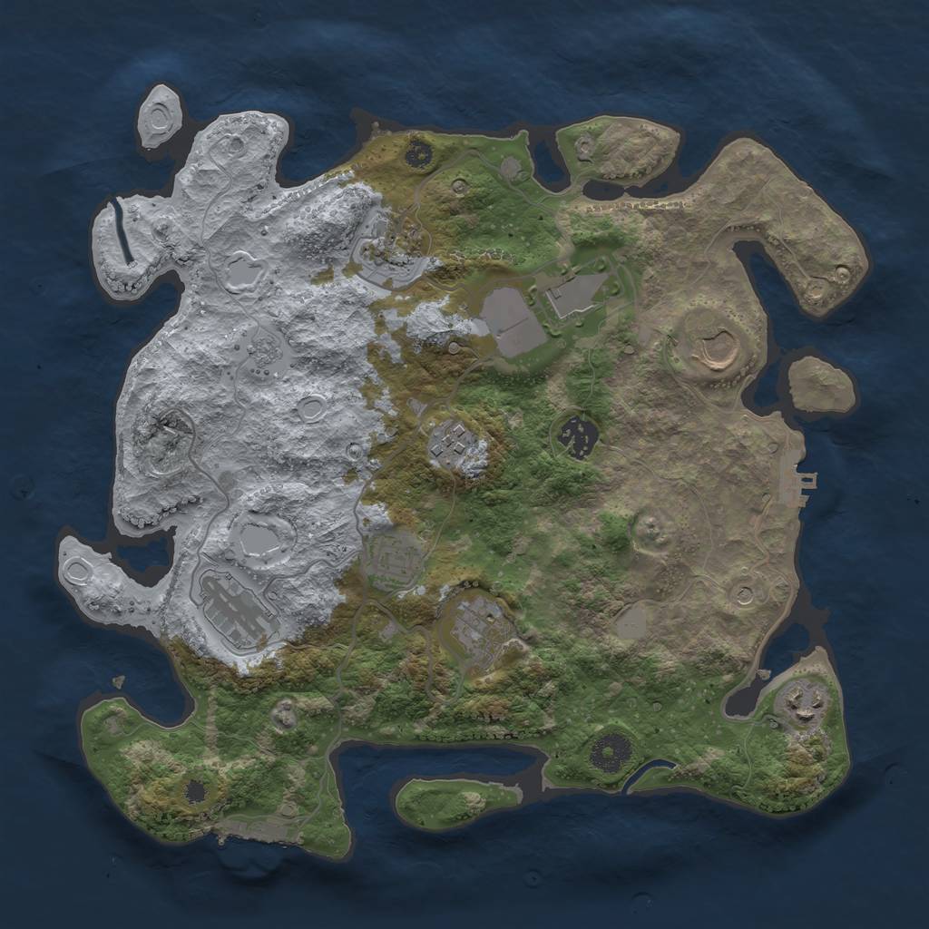 Rust Map: Procedural Map, Size: 3500, Seed: 7458760, 18 Monuments