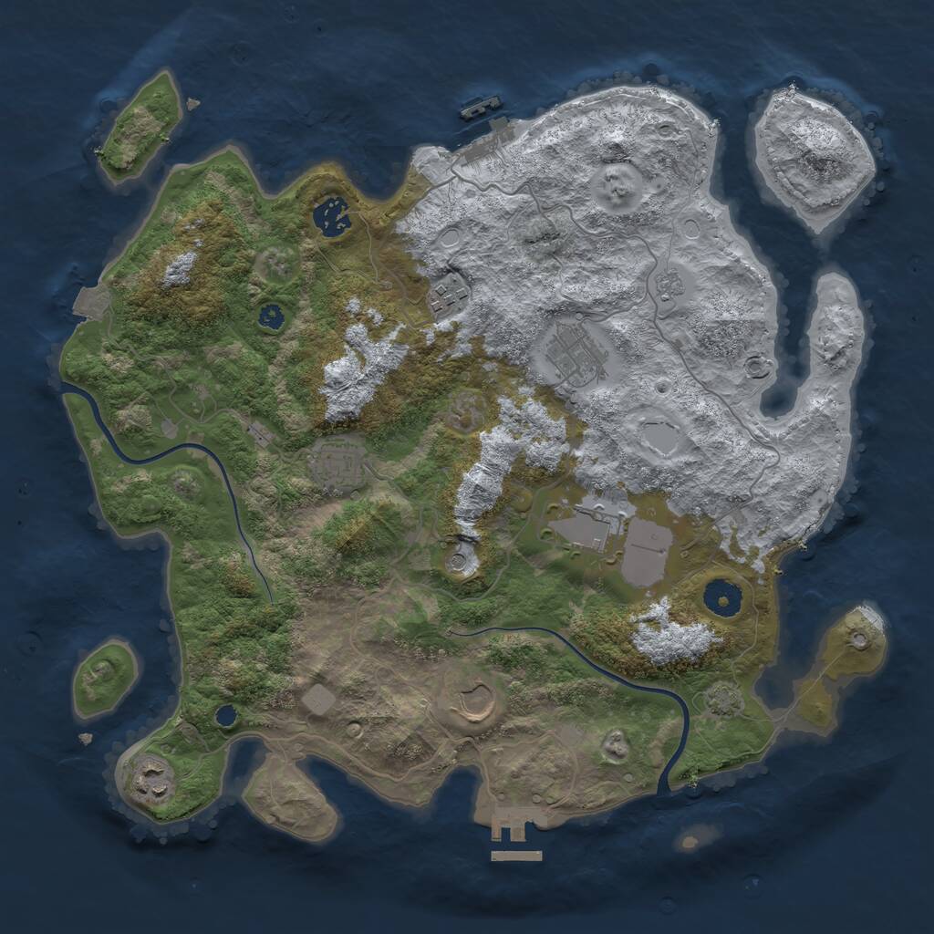 Rust Map: Procedural Map, Size: 3700, Seed: 1739004917, 13 Monuments