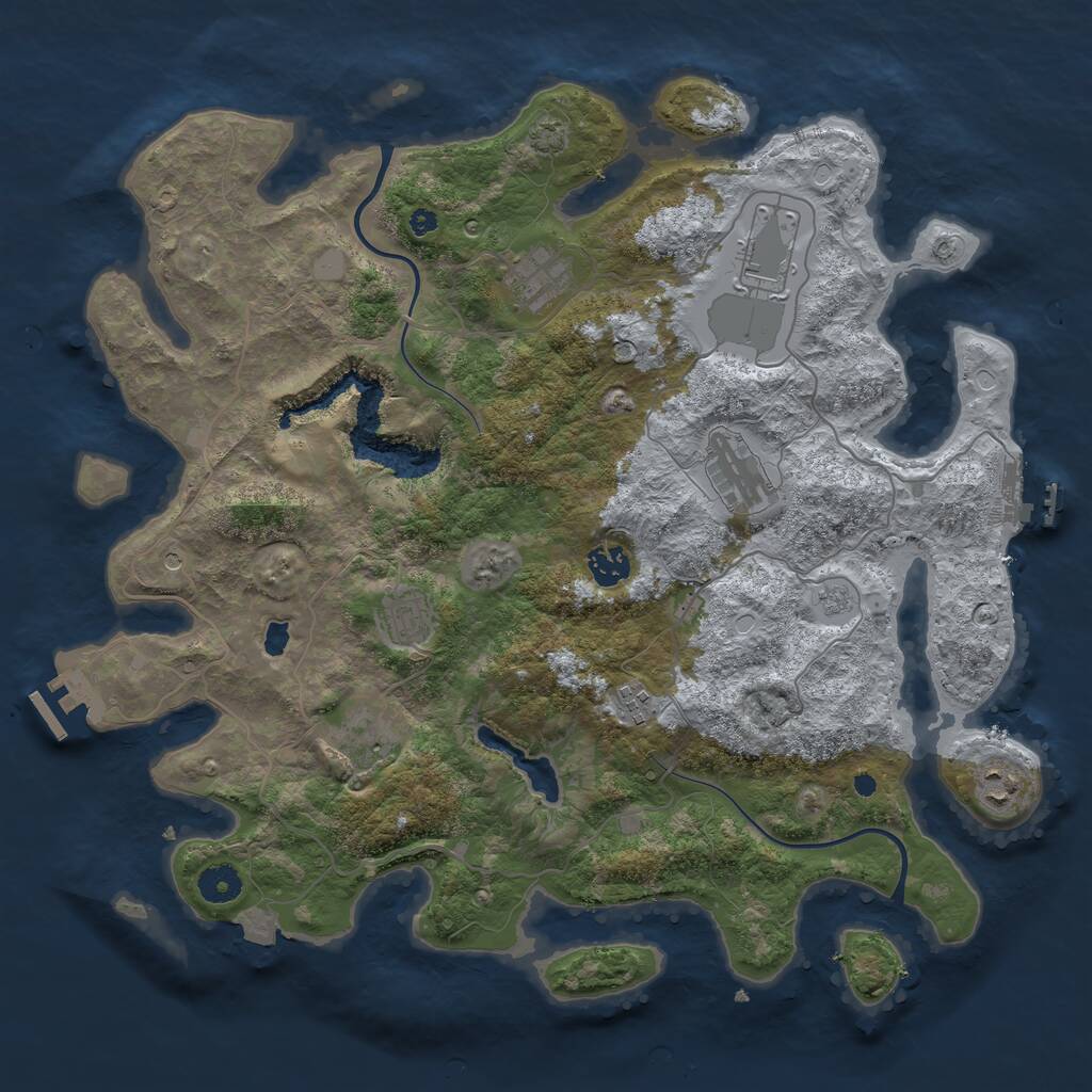 Rust Map: Procedural Map, Size: 4000, Seed: 129628590, 14 Monuments