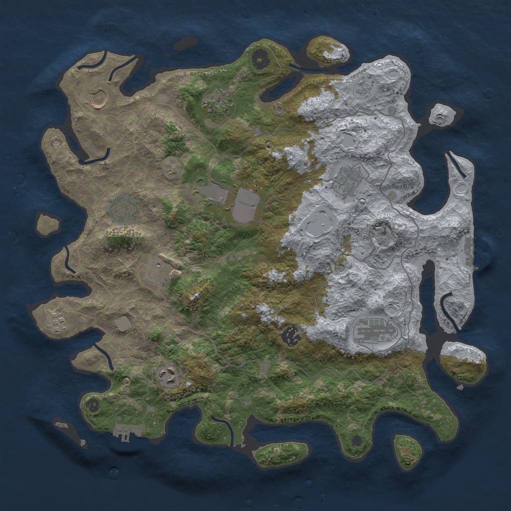 Rust Map: Procedural Map, Size: 4000, Seed: 129628590, 19 Monuments