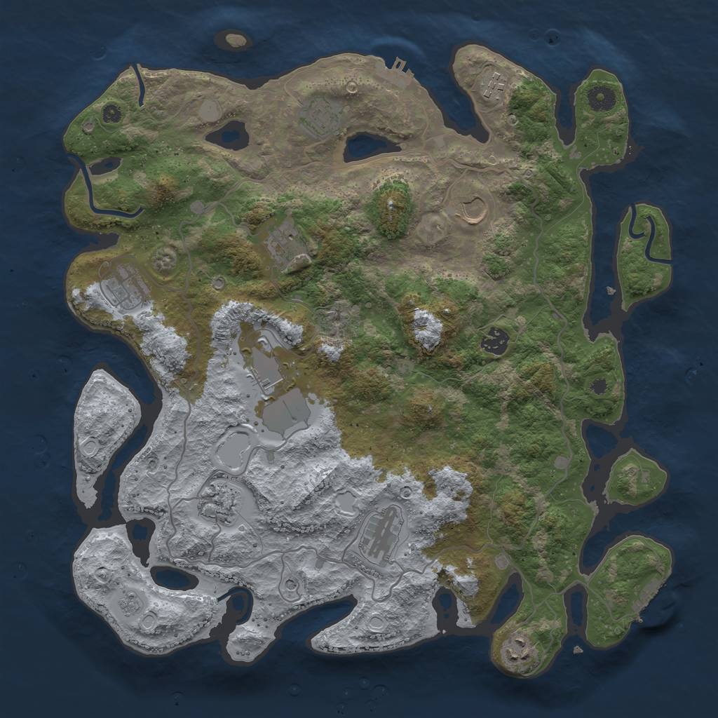 Rust Map: Procedural Map, Size: 4000, Seed: 1729597721, 19 Monuments
