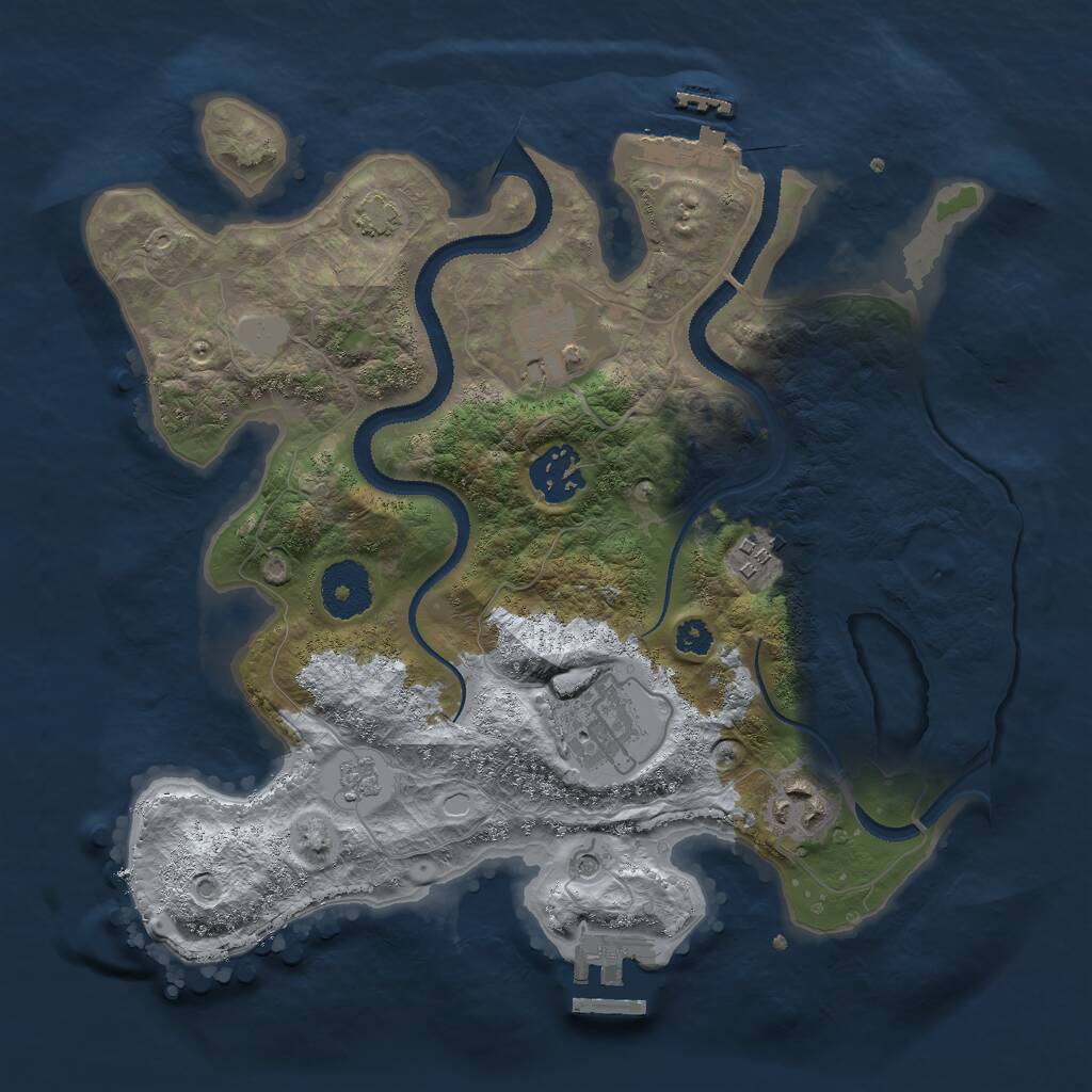 Rust Map: Procedural Map, Size: 3000, Seed: 443443, 11 Monuments