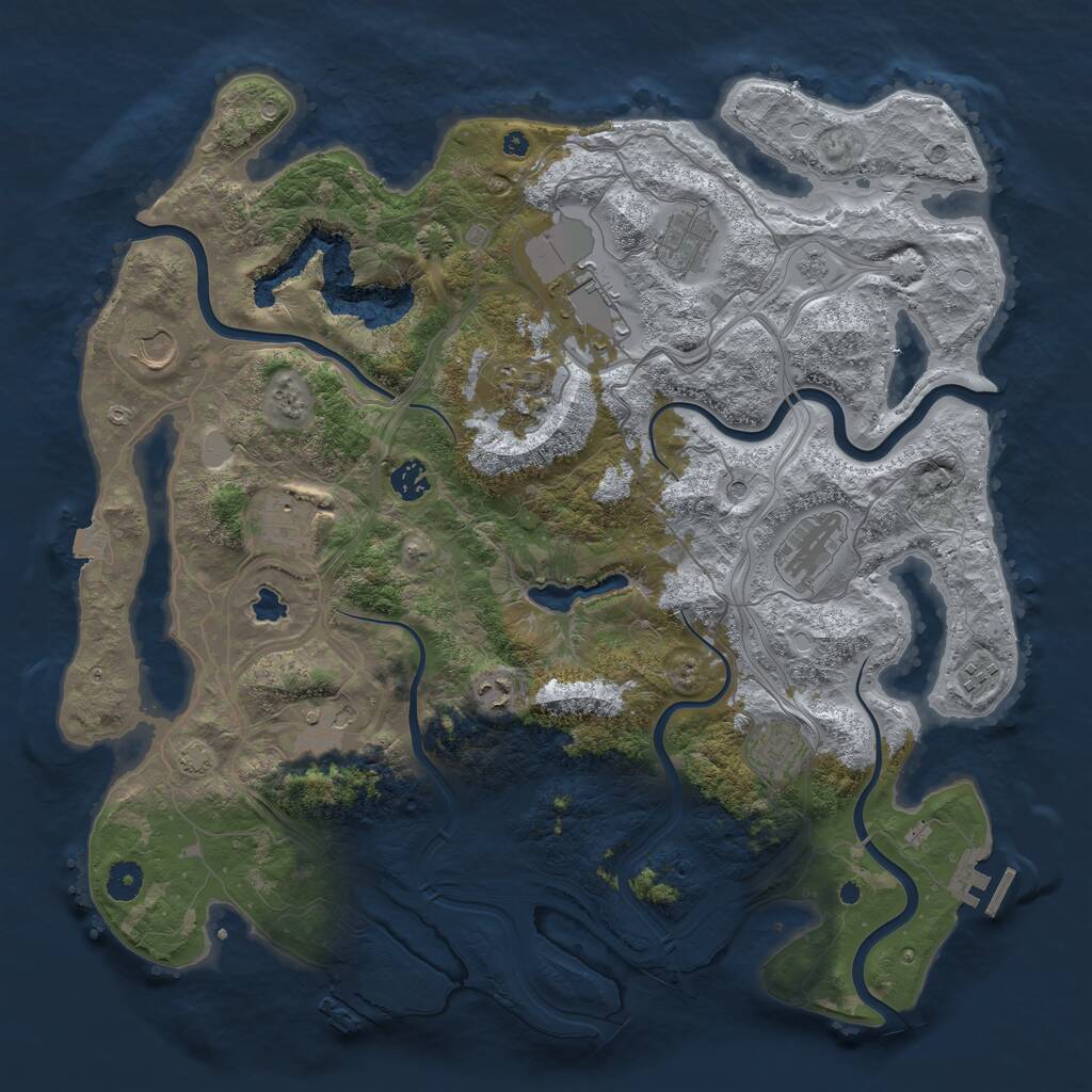 Rust Map: Procedural Map, Size: 4250, Seed: 876387633, 17 Monuments