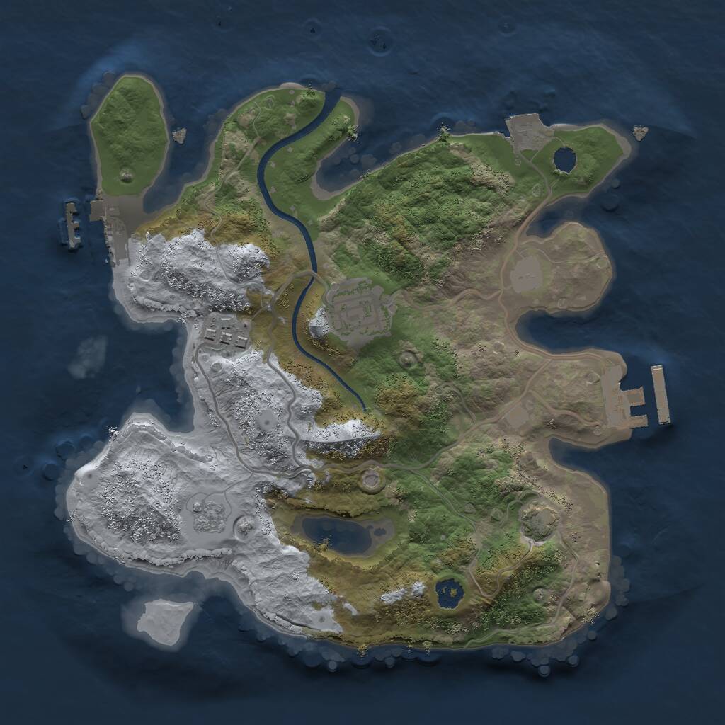 Rust Map: Procedural Map, Size: 2500, Seed: 9524123, 7 Monuments