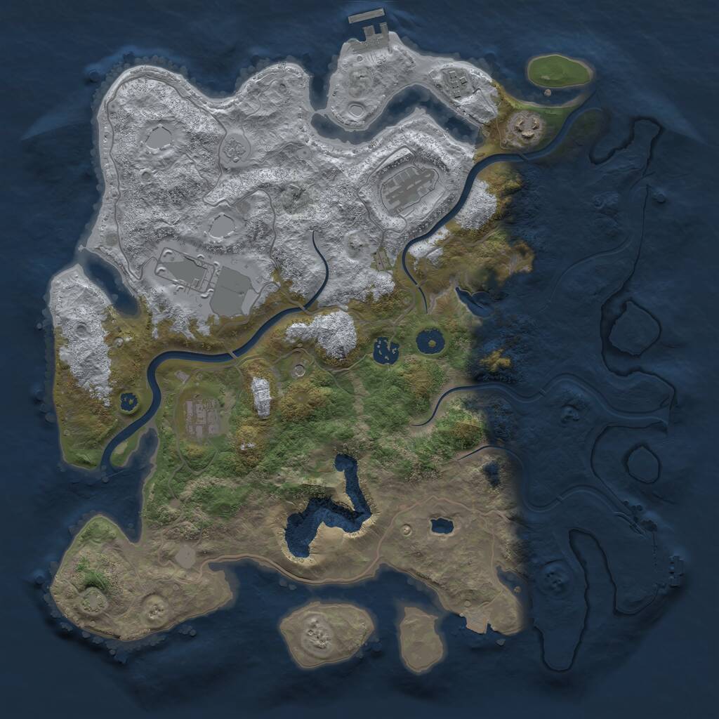 Rust Map: Procedural Map, Size: 4000, Seed: 697845, 12 Monuments