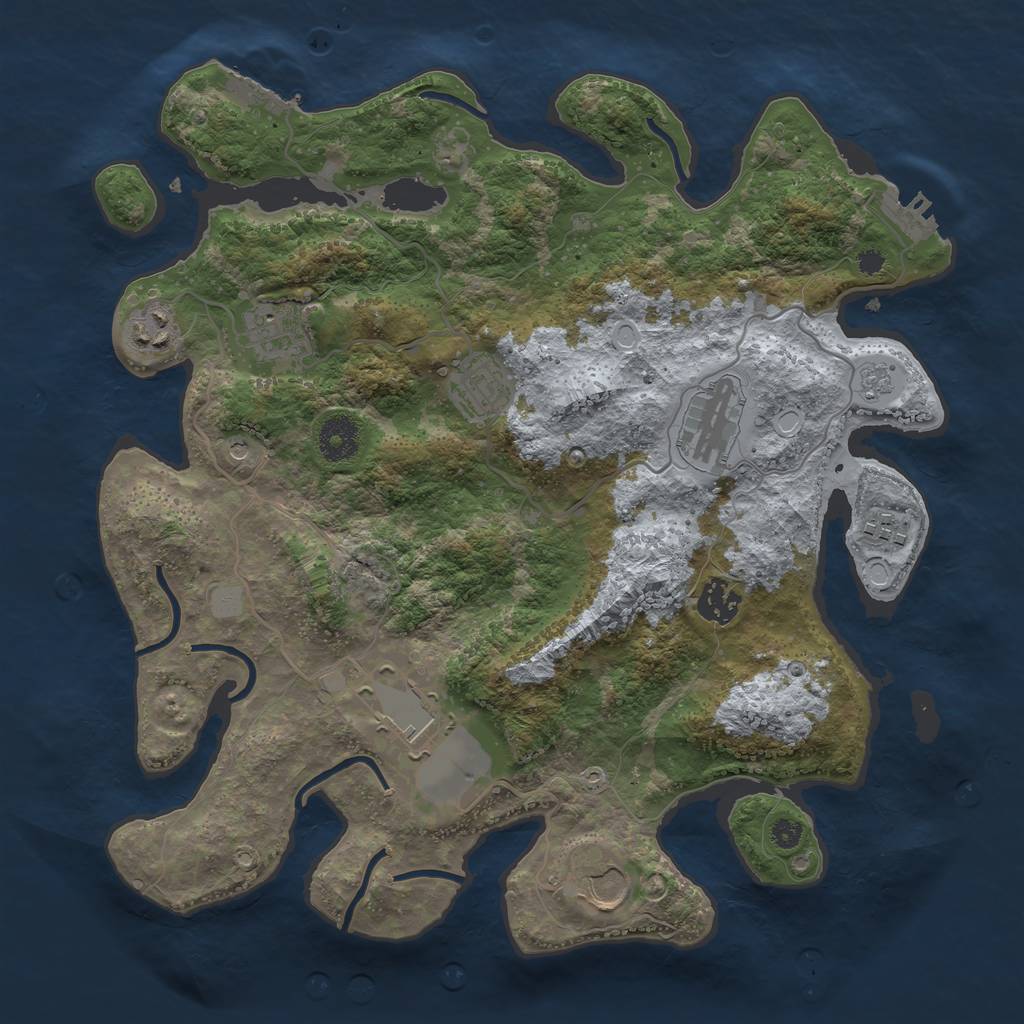 Rust Map: Procedural Map, Size: 3550, Seed: 442113, 17 Monuments