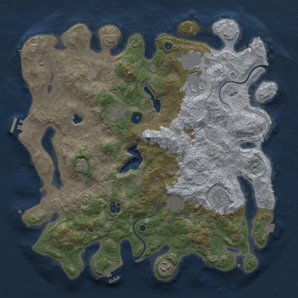 Rust Map: Procedural Map, Size: 4000, Seed: 4738295, 13 Monuments