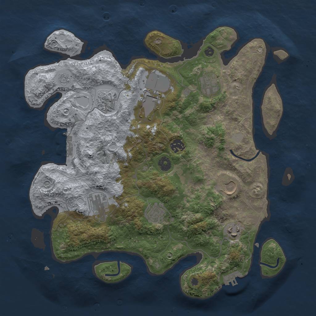 Rust Map: Procedural Map, Size: 3500, Seed: 24850275, 17 Monuments