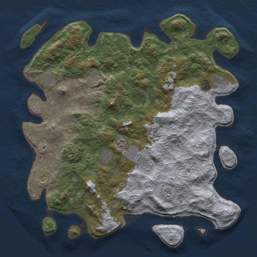 Rust Map: Barren, Size: 4500, Seed: 44, 13 Monuments