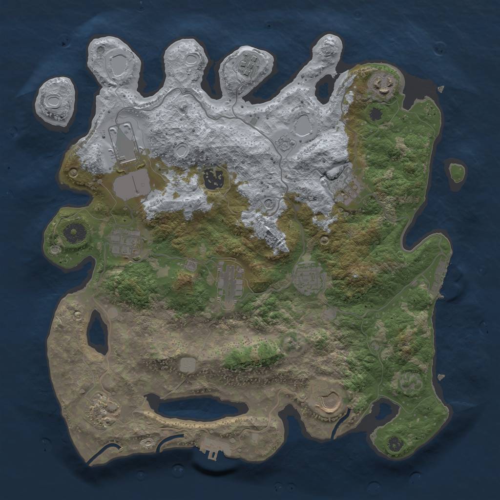 Rust Map: Procedural Map, Size: 3500, Seed: 410806202, 19 Monuments