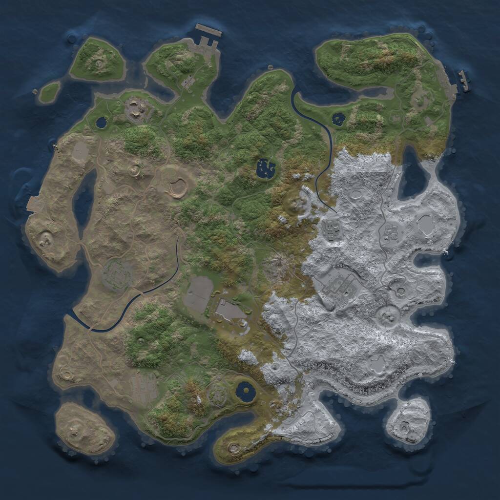 Rust Map: Procedural Map, Size: 3800, Seed: 415601501, 15 Monuments
