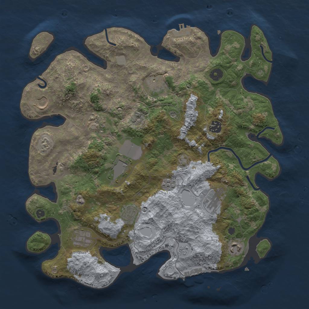 Rust Map: Procedural Map, Size: 3700, Seed: 3344812, 19 Monuments