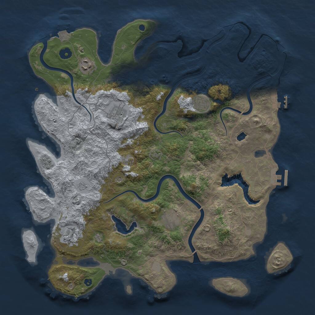 Rust Map: Procedural Map, Size: 4000, Seed: 120084541, 12 Monuments