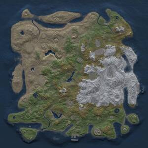 Thumbnail Rust Map: Procedural Map, Size: 4500, Seed: 23423, 16 Monuments