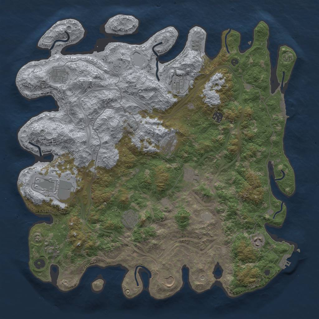 Rust Map: Procedural Map, Size: 4500, Seed: 739104852, 18 Monuments