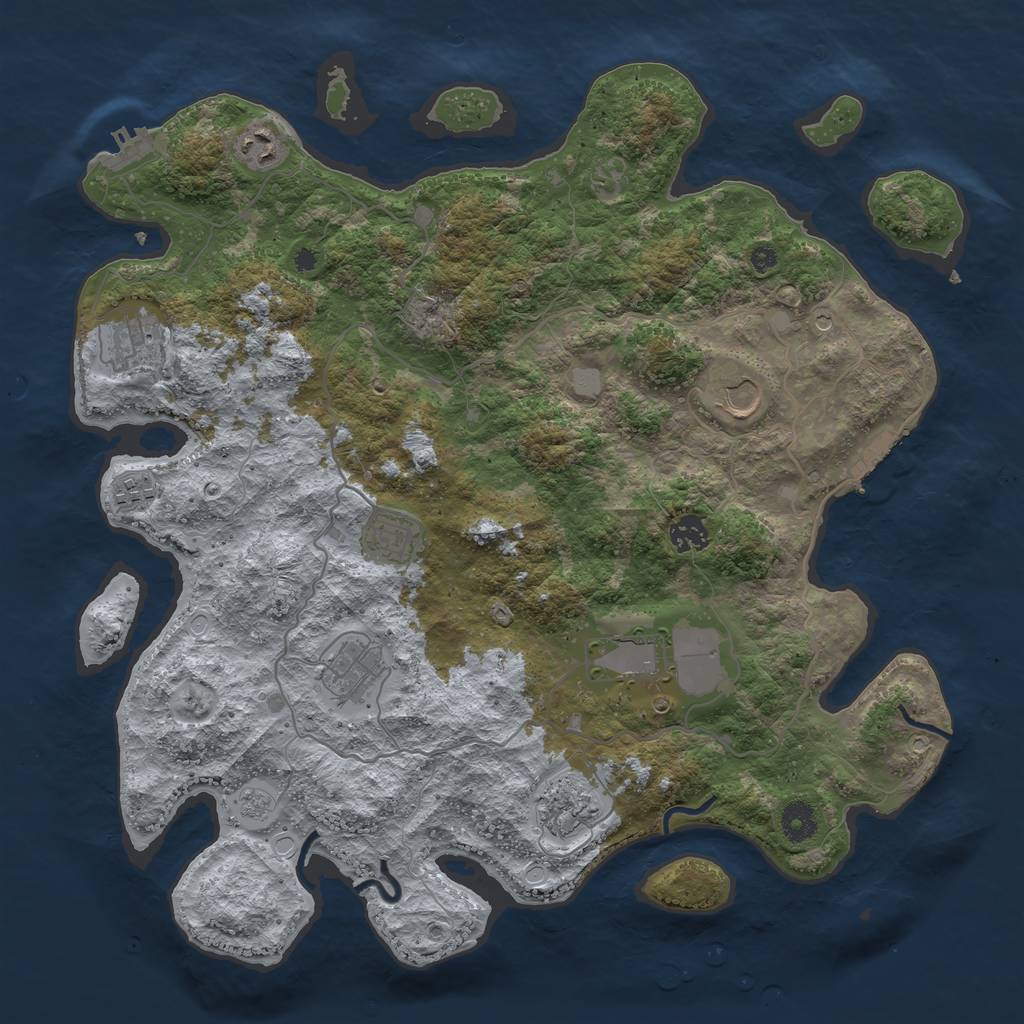 Rust Map: Procedural Map, Size: 4000, Seed: 225054, 18 Monuments