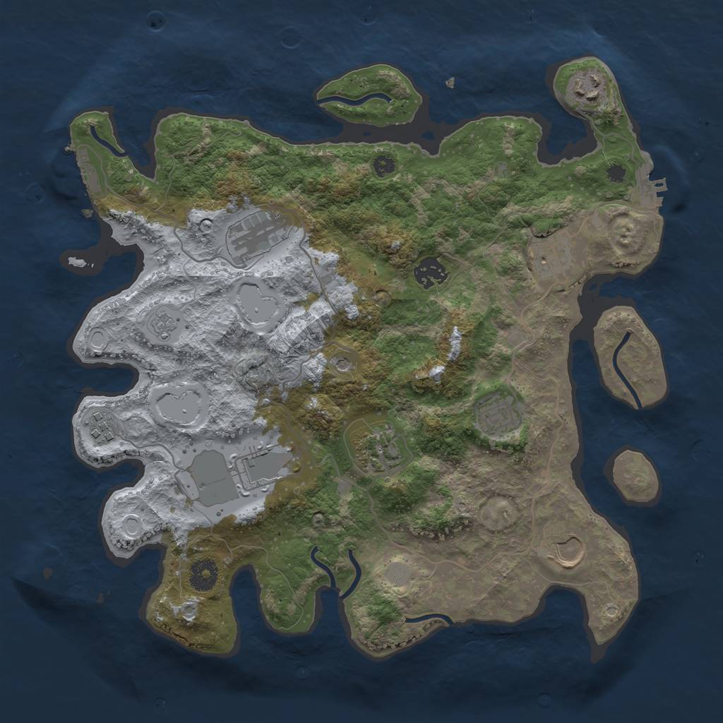 Rust Map: Procedural Map, Size: 3500, Seed: 45561, 18 Monuments