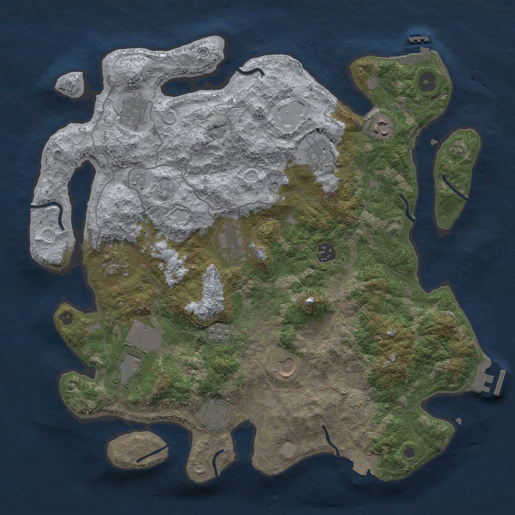 Rust Map: Procedural Map, Size: 4000, Seed: 562872, 16 Monuments