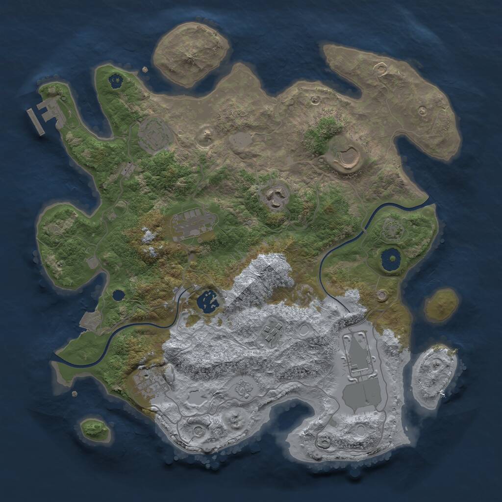 Rust Map: Procedural Map, Size: 3500, Seed: 937073885, 13 Monuments