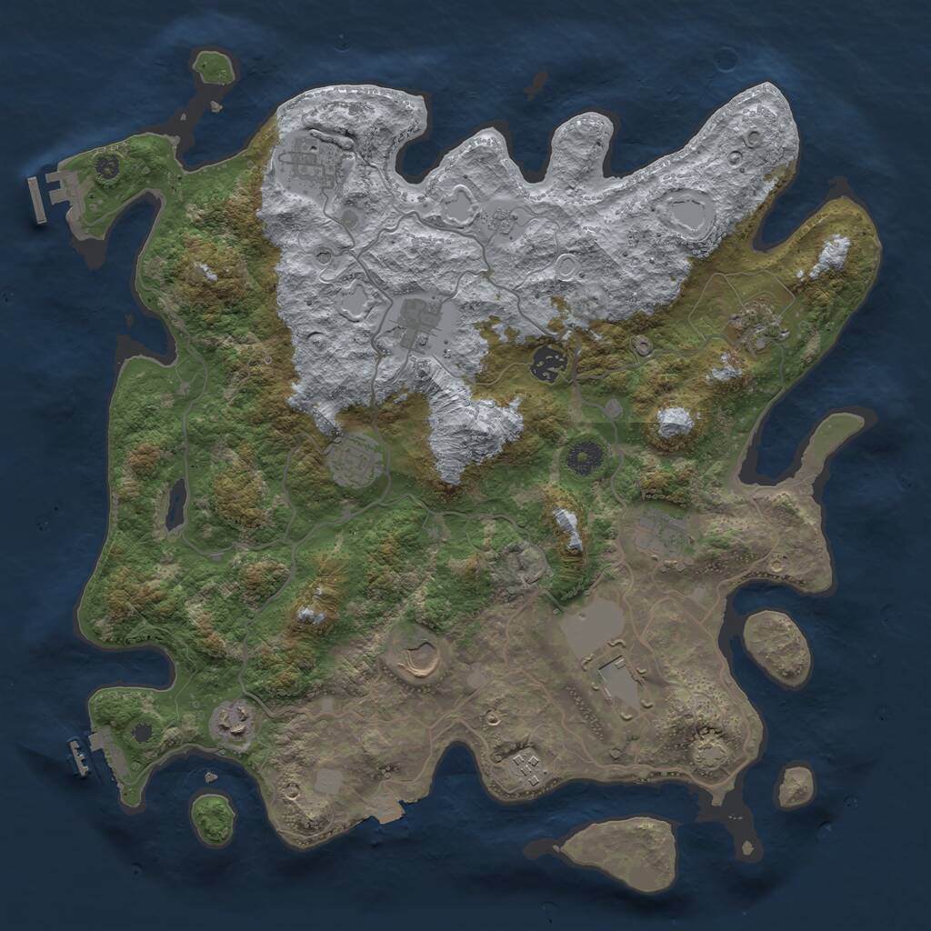 Rust Map: Procedural Map, Size: 4000, Seed: 32058, 16 Monuments