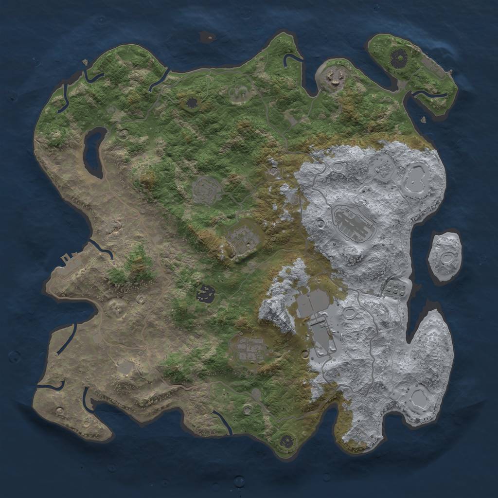 Rust Map: Procedural Map, Size: 4000, Seed: 887552, 17 Monuments