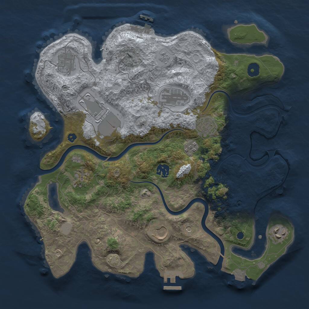 Rust Map: Procedural Map, Size: 3500, Seed: 53895, 15 Monuments
