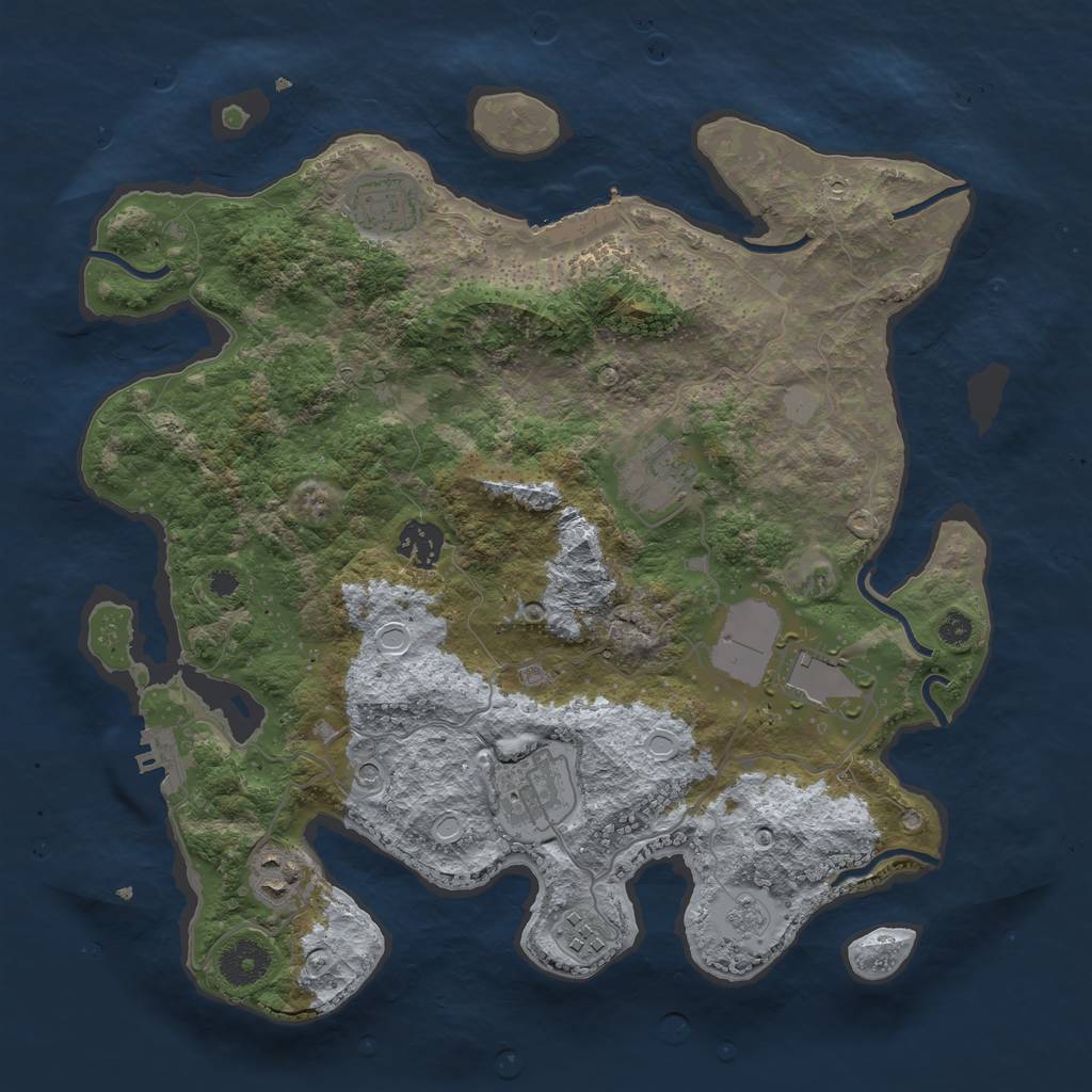 Rust Map: Procedural Map, Size: 3500, Seed: 26113580, 14 Monuments