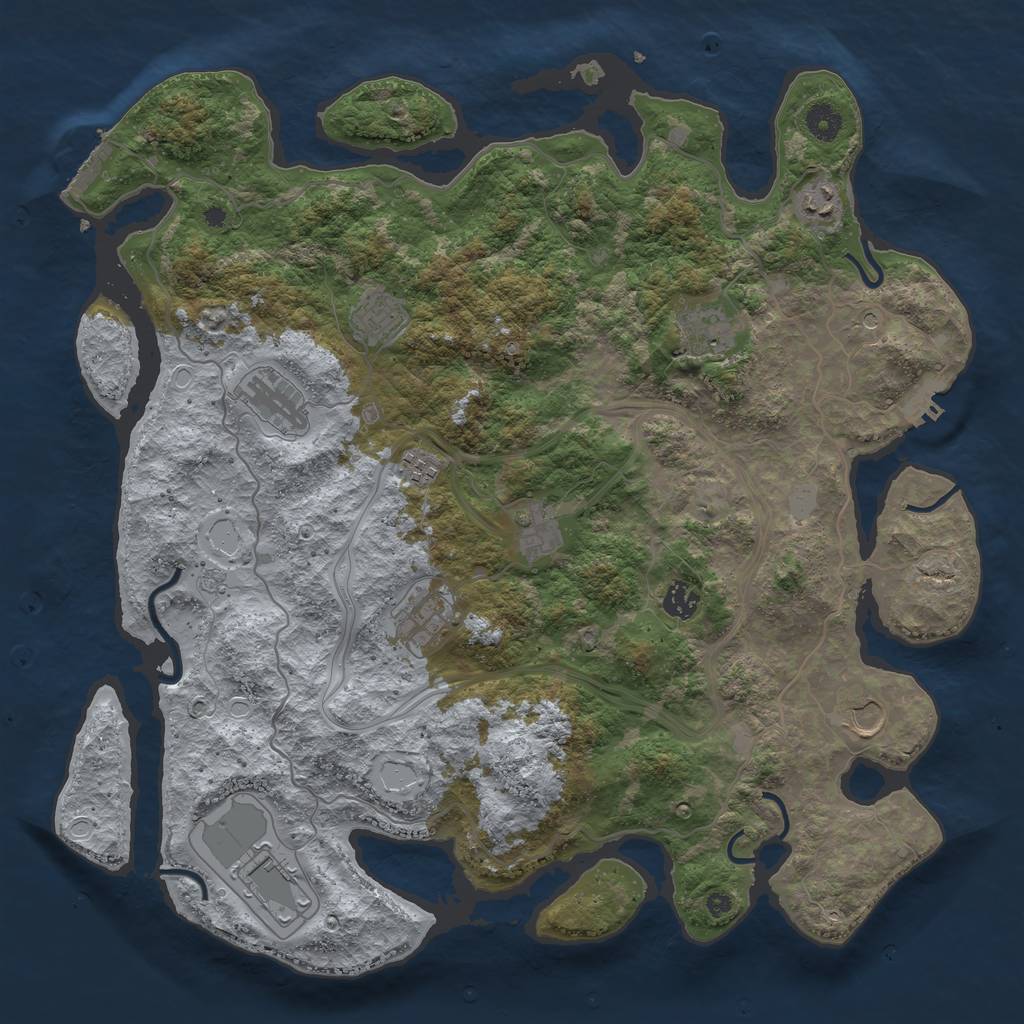 Rust Map: Procedural Map, Size: 4250, Seed: 1039944669, 19 Monuments