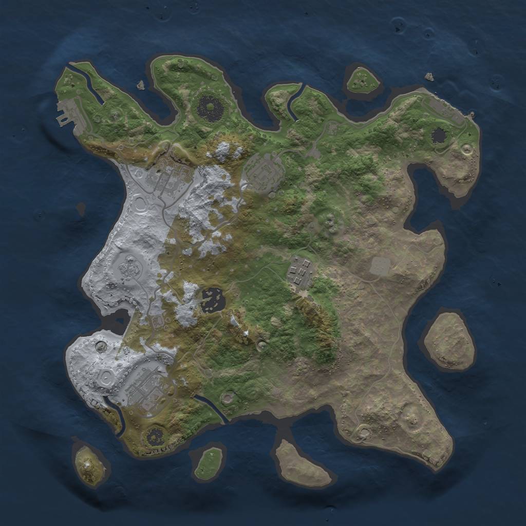 Rust Map: Procedural Map, Size: 3000, Seed: 1014701052, 11 Monuments
