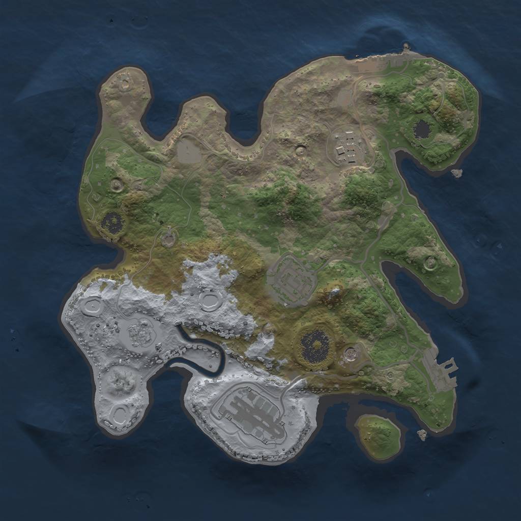 Rust Map: Procedural Map, Size: 2500, Seed: 1008271156, 12 Monuments
