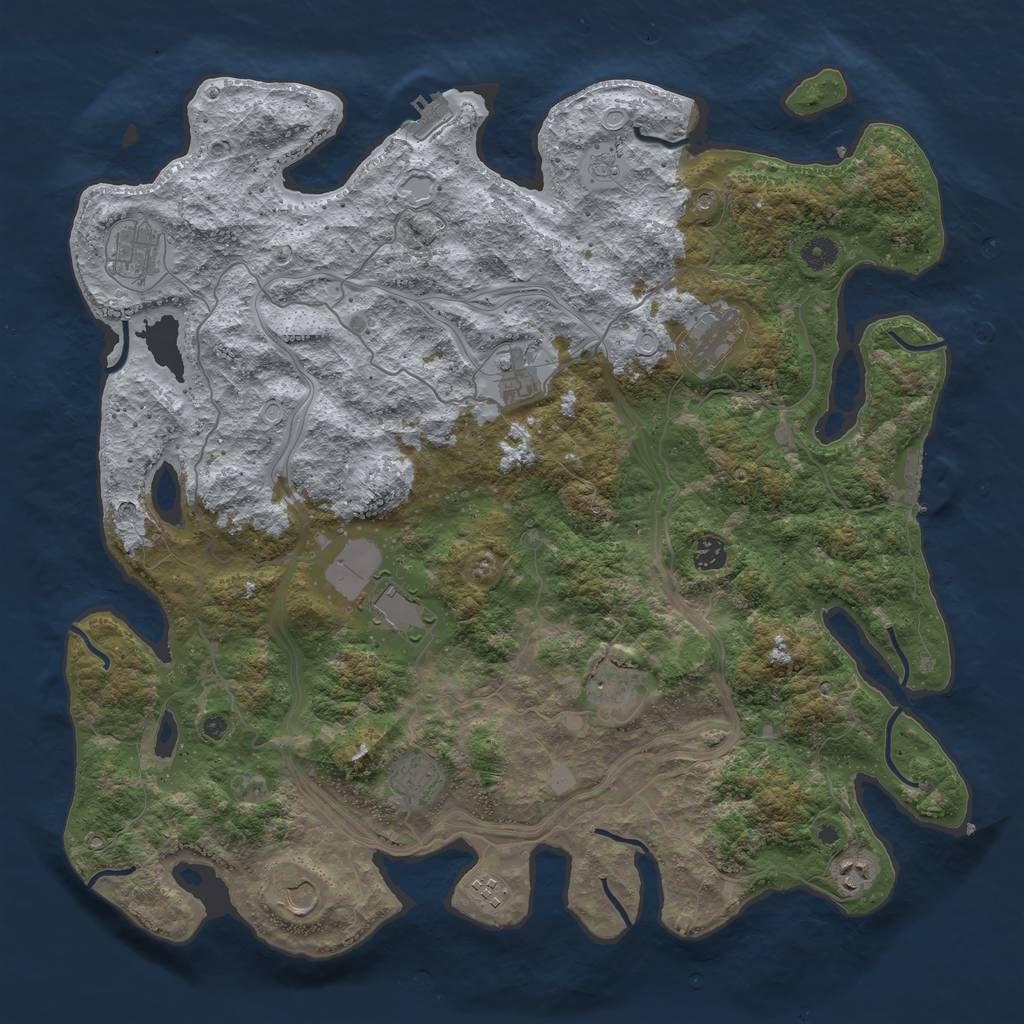 Rust Map: Procedural Map, Size: 4500, Seed: 1740556339, 19 Monuments